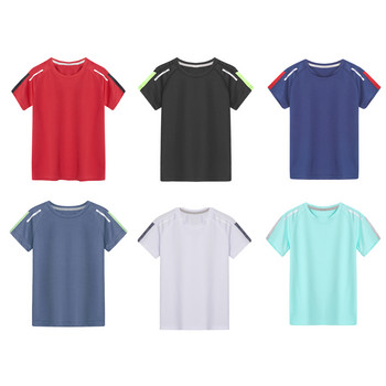 Παιδικό μπλουζάκι με μανίκια τένις για αγόρια, καθημερινό μπλουζάκι με στρογγυλό λαιμό, αθλητικό μπλουζάκι για προπόνηση τρέξιμο ποδοσφαίρου μπάσκετ