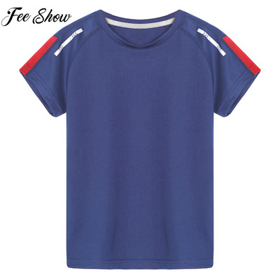 Gyerek fiúk divat Tenisz Raglan ujjú póló Alkalmi kerek nyakú póló felső sportpóló edzéshez Futás futball kosárlabda