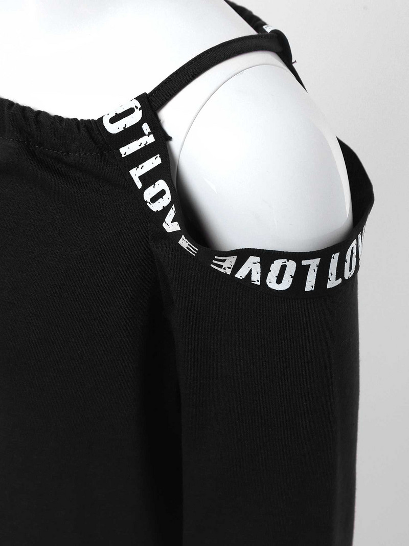 Pavasara rudens 2gab. Komplekts Bērniem Meiteņu ikdienišķs ar burtiem apdrukāts sporta apģērbs ar atvērtiem pleciem garām piedurknēm Crop un bikses treniņtērps