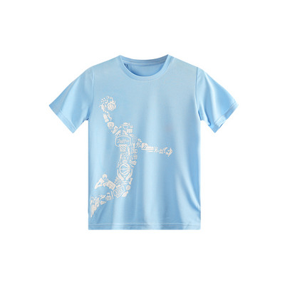 Bērnu sporta T-krekli zēniem ar apaļu kakla izgriezumu ar īsām piedurknēm apdrukāti elpojoši ātri nožūst skriešanas basketbola treniņu apģērbi bērniem