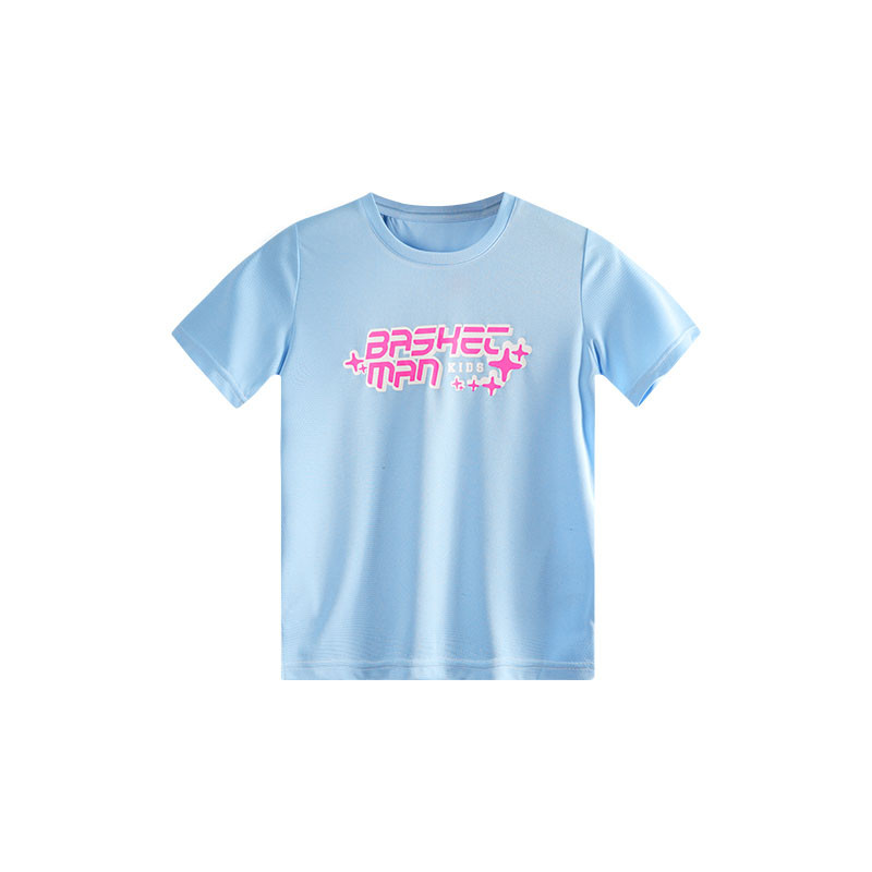 T-krekli bērniem Zēniem ar apaļu kaklu, īsām piedurknēm, uzdrukāti burti, ātri nožūst skriešana basketbols treniņš sporta apģērbs bērniem