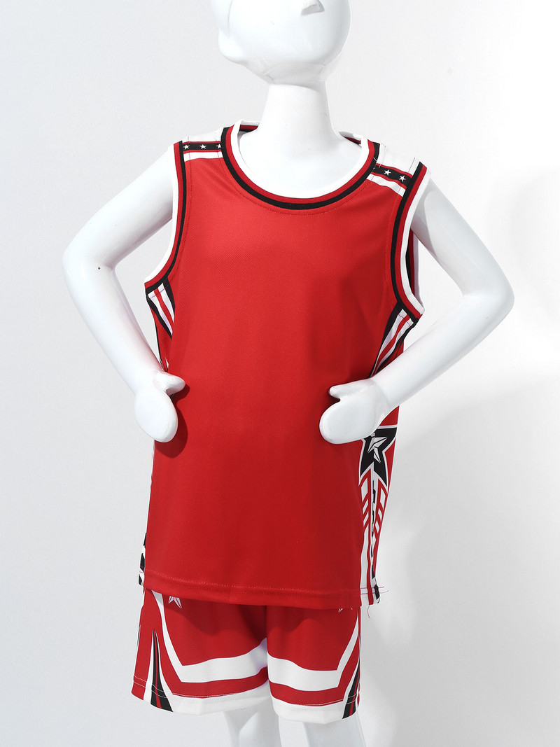 Basketbola krekls, bērnu basketbola spēles tērps, svītras un zvaigžņu apdruka