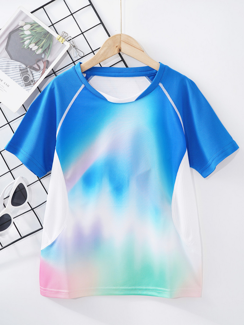 Παιδιά Αγόρια Κορίτσια Quick Dry Αθλητικό μπλουζάκι με κοντό μανίκι αναπνεύσιμο διχτυωτό μπλουζάκι Top Tennis Μπάσκετ Ποδόσφαιρο Μπάντμιντον Τένις