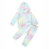 Gyerek sportruházat szett Uniszex tánc gyakorlat Fitnesz Sportruházat Színes mintás hosszú ujjú kapucnis pulóver + leggings