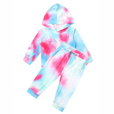 Gyerek sportruházat szett Uniszex tánc gyakorlat Fitnesz Sportruházat Színes mintás hosszú ujjú kapucnis pulóver + leggings