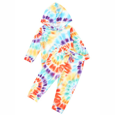 Gyerek sportruházat szett Uniszex tánc gyakorlat Fitnesz Sportruházat Színes mintás hosszú ujjú kapucnis pulóver + leggings