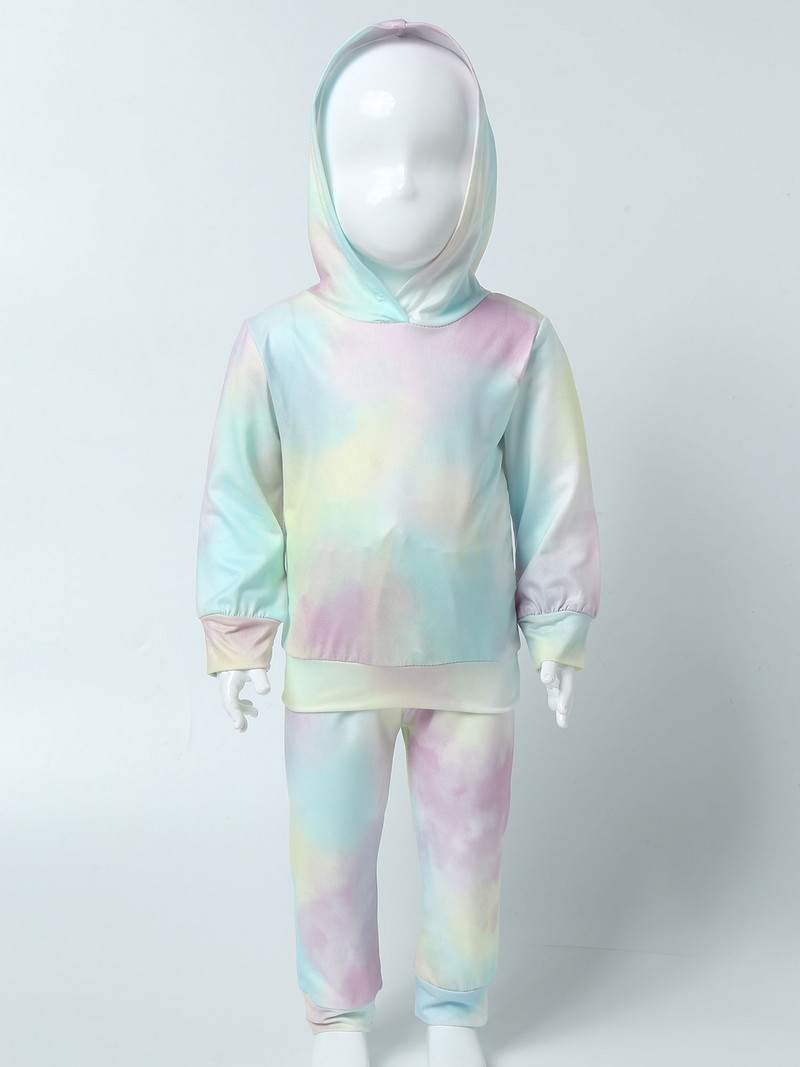 Gyerek sportruházat szett Uniszex tánc gyakorlat Fitnesz Sportruházat Színes mintás hosszú ujjú kapucnis pulóver + leggings