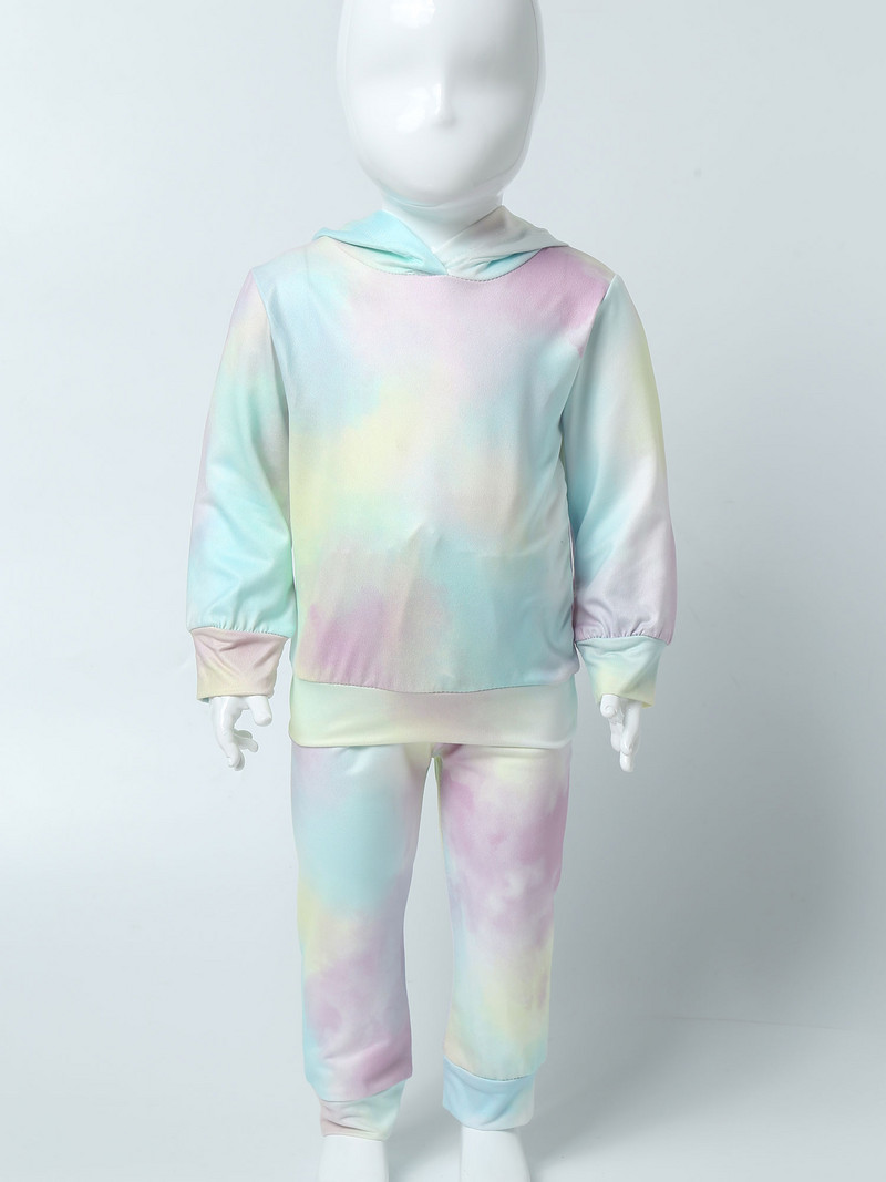 Gyerek sportruházat szett Uniszex tánc gyakorlat Fitnesz Sportruházat Színes mintás hosszú ujjú kapucnis pulóver + leggings