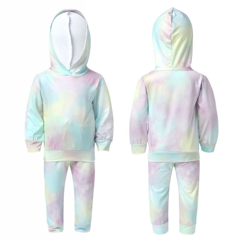 Gyerek sportruházat szett Uniszex tánc gyakorlat Fitnesz Sportruházat Színes mintás hosszú ujjú kapucnis pulóver + leggings