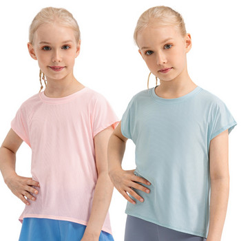 Модерни спортни тениски Dry Fit Apparel Tech Tshirts Short Sleeve Girls Sports Top Quickdry Sports Activewear за деца Тийнейджъри