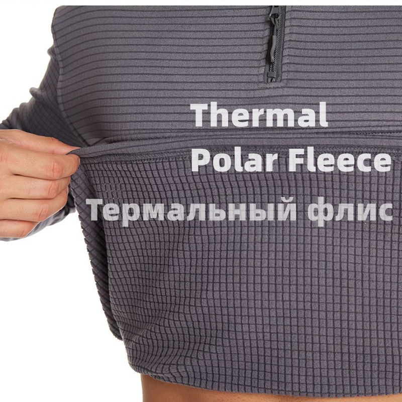 2022 m. Nauji vyriški „Polar Fleece“ „Tactical Thermal“ apatiniai kempingo drabužiai, viršutiniai vyriški stovintys apykaklės užtrauktukai, medžiokliniai marškinėliai su flisiniu pamušalu