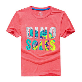 Детско лятно облекло Десен с букви Момчета Момичета Бързосъхнеща тениска с къс ръкав за деца Горна тениска за спортно бягане