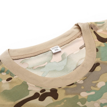 Ανδρικό πουκάμισο Camo Combat Tactical Shirt με κοντό μανίκι Quick Dry T-shirt Καμουφλάζ Μπλουζάκια κυνηγιού εξωτερικού χώρου Στρατιωτικό T-shirt
