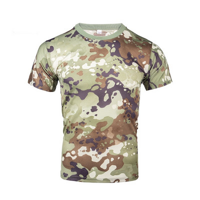 Vīriešu Camo Combat Tactical krekls ar īsām piedurknēm ātri nožūst T-krekls maskēšanās āra medību krekli Militārās armijas T krekls