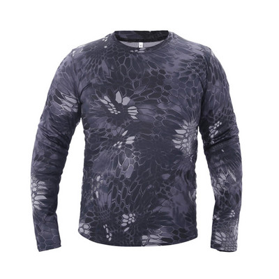 Jauns rudens pavasara vīriešu Taktiskais maskēšanās T-krekls ar garām piedurknēm Masculina Quick Dry Militārās armijas āra sporta medību apģērbs