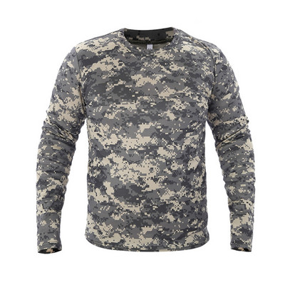 Jauns rudens pavasara vīriešu Taktiskais maskēšanās T-krekls ar garām piedurknēm Masculina Quick Dry Militārās armijas āra sporta medību apģērbs