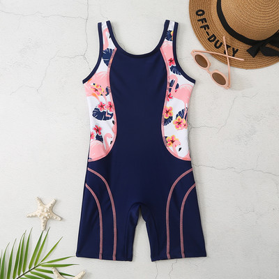 Bērnu meiteņu sporta sporta zēnu peldkostīms viengabala bērnu kājas tērpa peldkostīmi 2023 UPF 50+ Sun Protection Race peldkostīms