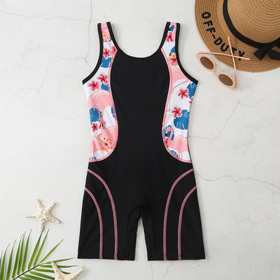 Bērnu meiteņu sporta sporta zēnu peldkostīms viengabala bērnu kājas tērpa peldkostīmi 2023 UPF 50+ Sun Protection Race peldkostīms