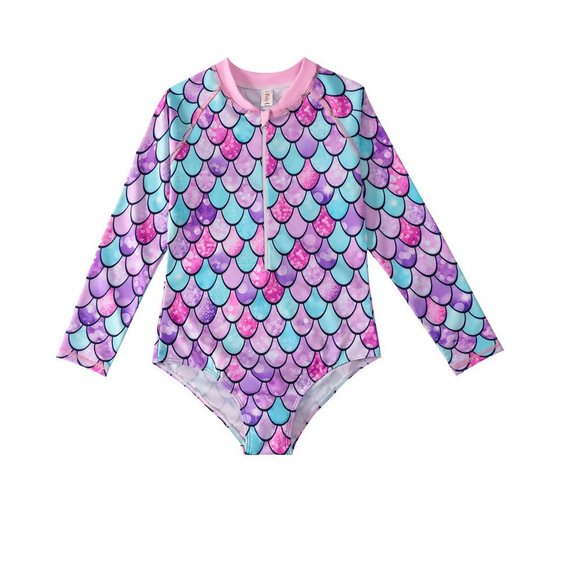 Bērnu peldkostīms, 2023. gada nāriņa ar garām piedurknēm viengabalains pludmales apģērbs sauļošanās peldkostīms peldkostīms bērnu peldkostīms meitenēm, viengabalains