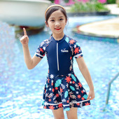 2022. gada bērnu meiteņu peldkostīmi ar īsām piedurknēm, divdaļīgs peldkostīms, bērnu peldkostīms, priekšpuse ar rāvējslēdzēju, pludmales apģērbs, peldkostīms