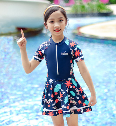 2022. gada bērnu meiteņu peldkostīmi ar īsām piedurknēm, divdaļīgs peldkostīms, bērnu peldkostīms, priekšpuse ar rāvējslēdzēju, pludmales apģērbs, peldkostīms