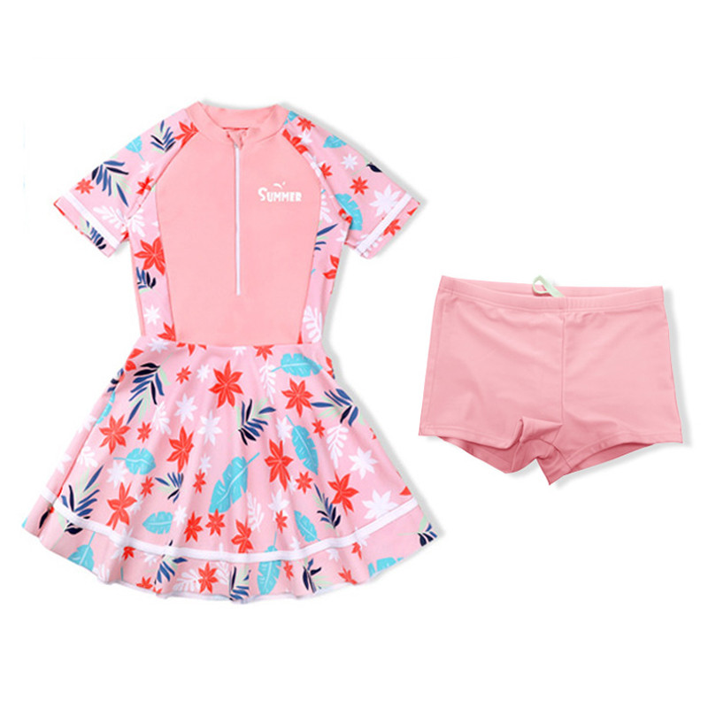 2022. gada bērnu meiteņu peldkostīmi ar īsām piedurknēm, divdaļīgs peldkostīms, bērnu peldkostīms, priekšpuse ar rāvējslēdzēju, pludmales apģērbs, peldkostīms