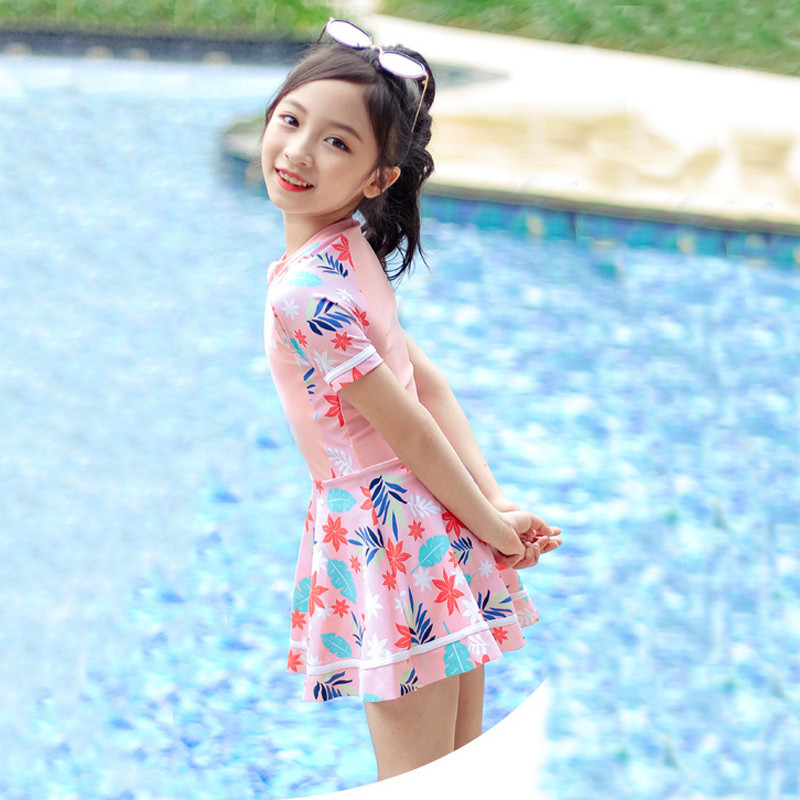 2022. gada bērnu meiteņu peldkostīmi ar īsām piedurknēm, divdaļīgs peldkostīms, bērnu peldkostīms, priekšpuse ar rāvējslēdzēju, pludmales apģērbs, peldkostīms