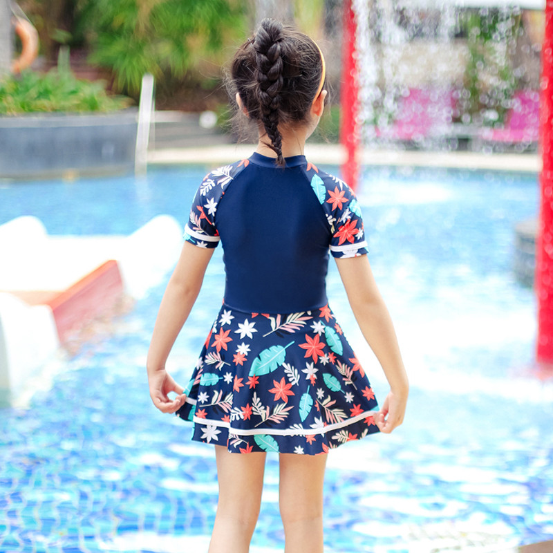 2022. gada bērnu meiteņu peldkostīmi ar īsām piedurknēm, divdaļīgs peldkostīms, bērnu peldkostīms, priekšpuse ar rāvējslēdzēju, pludmales apģērbs, peldkostīms