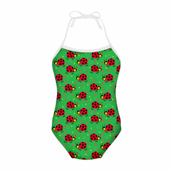 WANAYOU Baby Layettes for Clothing Ladybird Printed Бебешки бикини Плажни Бебешки бански костюм Без ръкави Слинг Гащеризон