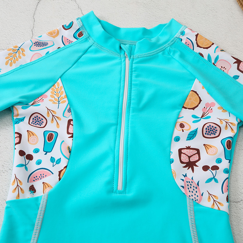 UPF50+ ar īsām piedurknēm, bērnu meiteņu viengabala Rashguard sporta peldkostīms ar augstu kakla izgriezumu, saules aizsargkostīms bērniem, zēnu peldkostīmi