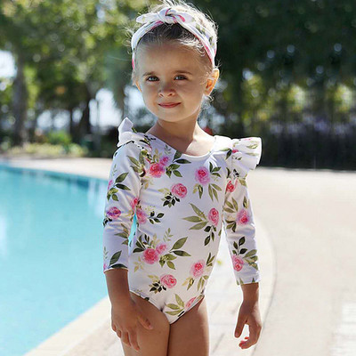 Gyermek baba fürdőruha 2022 nyári aranyos hosszú ujjú tipegő egyrészes fürdőruha lányoknak fürdőruha fürdőruha gyermek fürdőruha