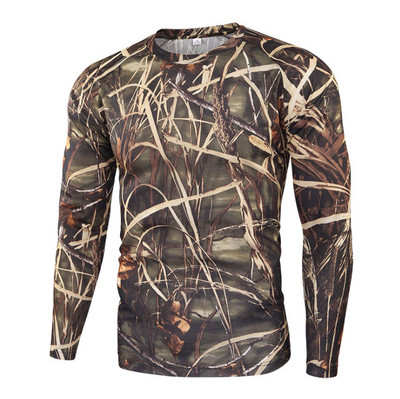 Nyári terepszínű taktikai póló Gyorsan száradó, légáteresztő hosszú ujjú felsők Férfi Túrázás Kemping Vadászat Ruházat Katonai