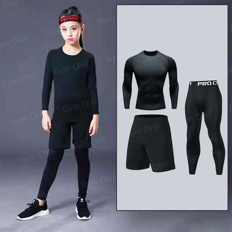 Bērnu kompresijas krekls Zēnu sporta treniņš T krekls un šorti zēni Vingrošana Apģērbs Bērnu futbola treniņš 2022. gadā Jaunums