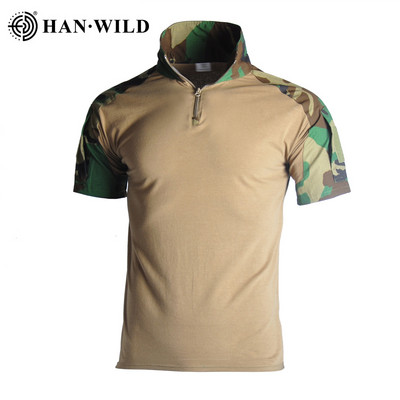 Kamuflāžas militārie T krekli Vasaras vīriešu āra taktiskais krekls Ātri žūstošs medību apģērbs Armijas T krekls Pārgājienu kaujas krekli