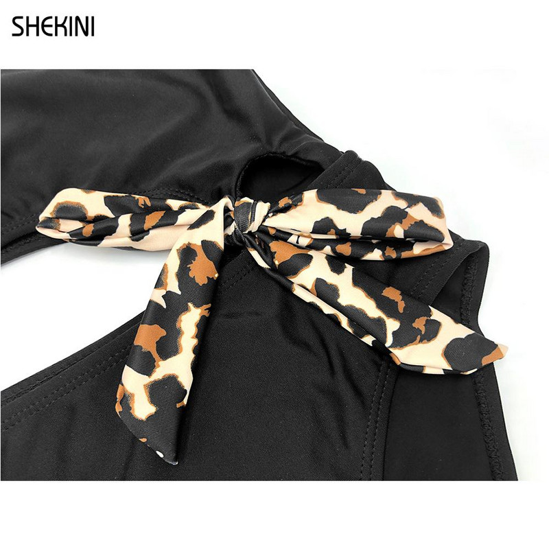 SHEKINI meiteņu peldkostīms ar vienu plecu kaklasaiti ar apdruku viengabala peldkostīms 6-14 gadi Vasaras sporta pludmales apģērbi Peldkostīmi