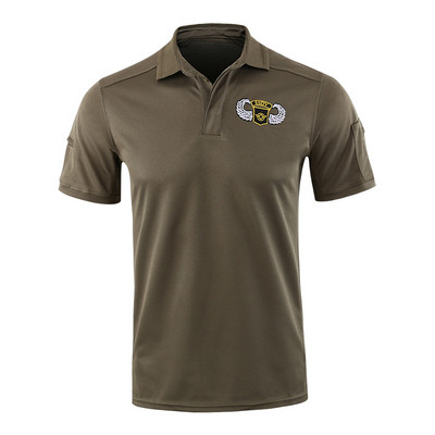 Vīriešu T krekls ar īsām piedurknēm Taktisks stils Modes Vienkrāsains Vasaras T krekls ar īsu apkakli biznesa ikdienas darbam