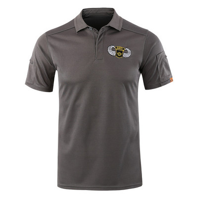 Vīriešu T krekls ar īsām piedurknēm Taktisks stils Modes Vienkrāsains Vasaras T krekls ar īsu apkakli biznesa ikdienas darbam