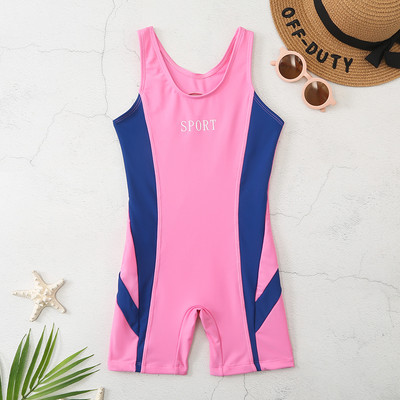 Patchwork djevojka, profesionalni natjecateljski kupaći kostim Racerback, jednodijelni sportski kupaći kostim 2023, dječji kupaći kostim s kratkim hlačama za dječake