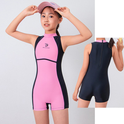 Profesionalus vientisas maudymosi kostiumėlis, mergaičių sportininkų maudymosi kostiumėlis, priekinės vaikiškos maudymosi kostiumėlis su užtrauktuku, konkurencingas maudymosi kostiumėlis vaikams