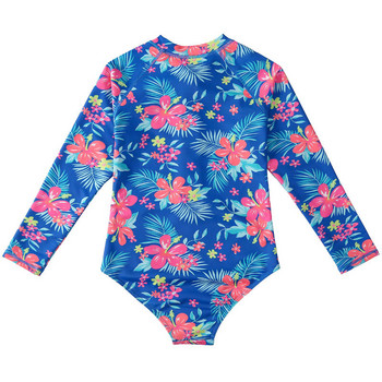 2023 Бански костюм за малки момичета С дълъг ръкав Цели бански костюми на цветя Детски слънцезащитни плажни костюми Бански костюми Детски бански костюми за момичета