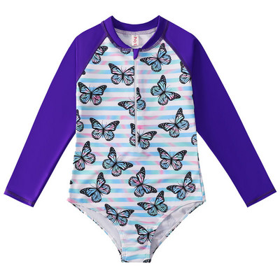 2023. gada mazo meiteņu peldkostīms ar garām piedurknēm ziedu viengabala peldkostīmi Bērnu sauļošanās pludmales tērpi peldkostīmi bērniem, meiteņu peldkostīmi