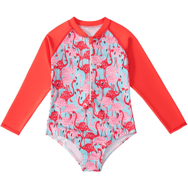 2023. gada mazo meiteņu peldkostīms ar garām piedurknēm ziedu viengabala peldkostīmi Bērnu sauļošanās pludmales tērpi peldkostīmi bērniem, meiteņu peldkostīmi