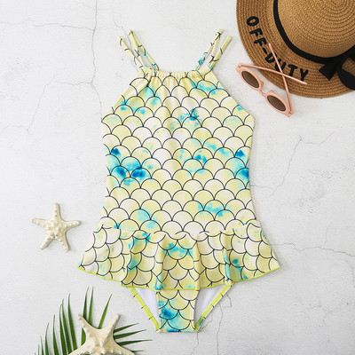 Augļu apdrukas Viengabala bērnu meiteņu peldkostīmi, 2023. gada jauni bērnu peldkostīmi, toddler, volānveida peldkostīms, mazas meitenes pludmales apģērbs