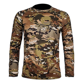 Тактическа риза с дълъг ръкав Основен слой за лов Мъжки камуфлаж Спорт на открито Колоездене Туристическо облекло