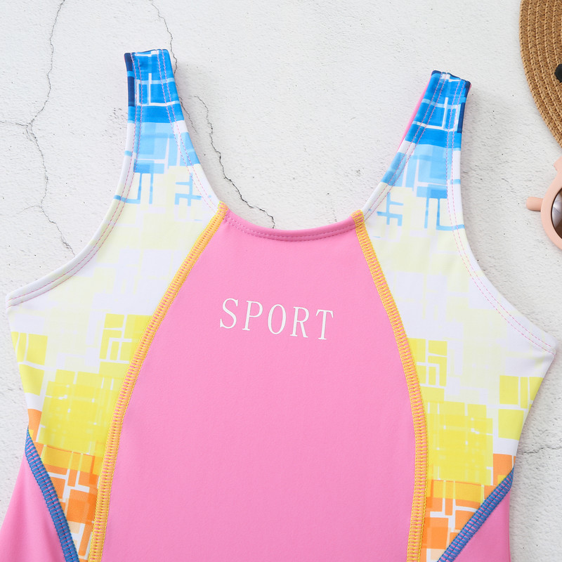 Bērnu meiteņu atlētisks viengabala peldkostīms sporta peldkostīmi treniņu peldkostīmi bērnu peldkostīms pusaudžu meitenēm Monokini