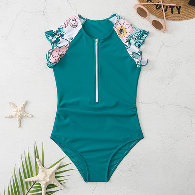 Bērnu peldkostīms ar rāvējslēdzēju priekšpusē, grils, piedurknēm, viengabalains peldkostīms bērniem peldkostīms peldkostīms, 2023. gada zīdaiņa toddler monokini peldkostīms