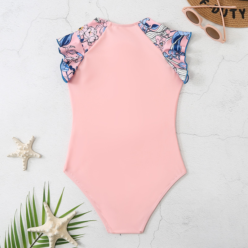 Bērnu peldkostīms ar rāvējslēdzēju priekšpusē, grils, piedurknēm, viengabalains peldkostīms bērniem peldkostīms peldkostīms, 2023. gada zīdaiņa toddler monokini peldkostīms