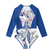 Pikkade varrukatega UPF50+ päikesekaitse tüdrukutele ühes tükis Rashguardi ujumistrikoo, lastele sportlik sportlik laste ujumisriided, lukuga eesmine vanniülikond