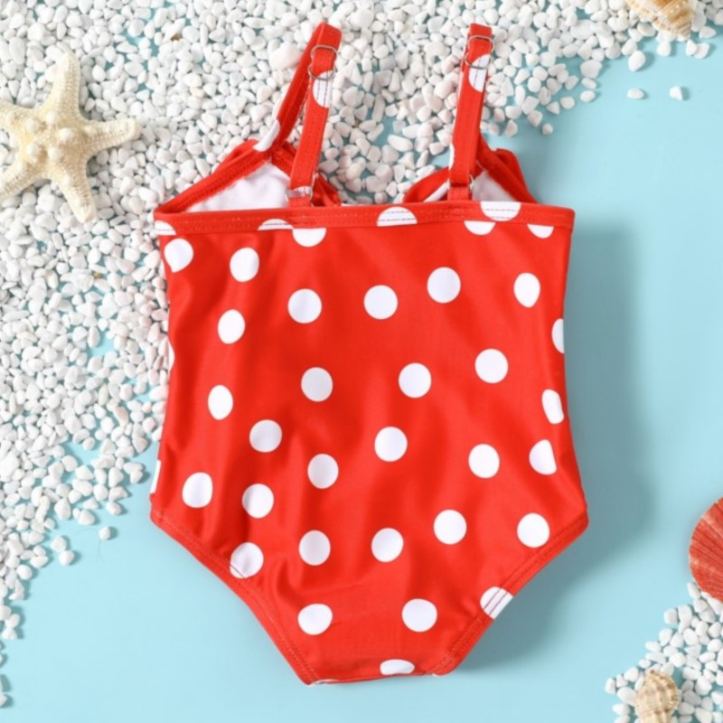 Red Dots Zīdaiņu Bowknot Viengabala Toddler Peldkostīms Mīlīgs Izgriezts Bērnu Peldkostīms Maza Bērna Meitenes Peldkostīms