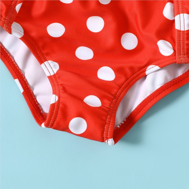 Red Dots Zīdaiņu Bowknot Viengabala Toddler Peldkostīms Mīlīgs Izgriezts Bērnu Peldkostīms Maza Bērna Meitenes Peldkostīms